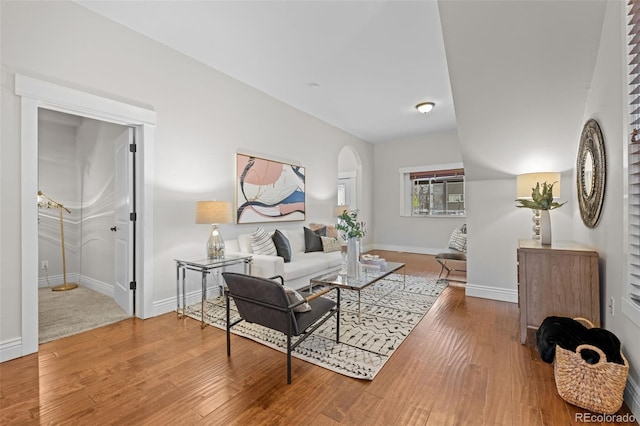 living room with wood-type flooring