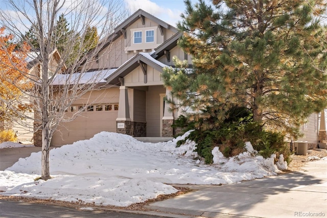 craftsman inspired home with central AC unit