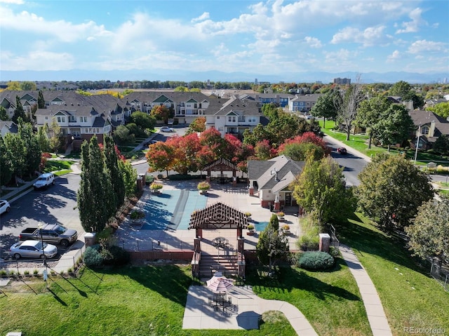 aerial view with a residential view