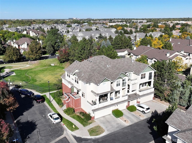 aerial view with a residential view