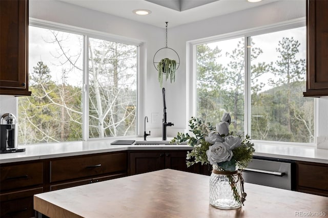 kitchen with light countertops and a wealth of natural light