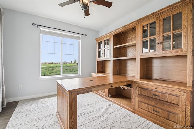 27196 E Alder Dr, Aurora, CO 80016 - unfurnished office with a ceiling fan and wood finished floors