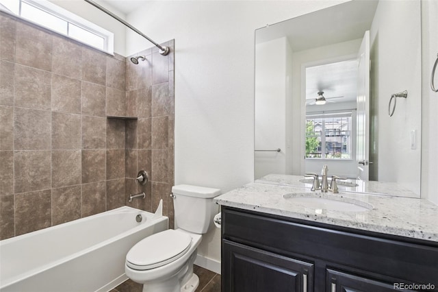 27196 E Alder Dr, Aurora, CO 80016 - bathroom with vanity, washtub / shower combination, and a ceiling fan