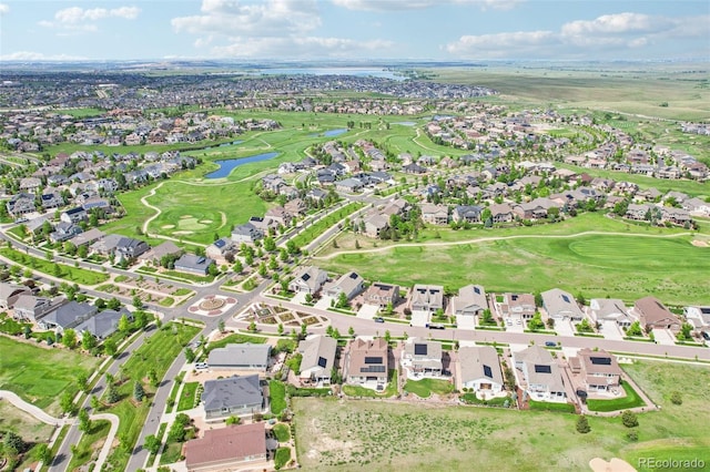 27196 E Alder Dr, Aurora, CO 80016 - aerial overview of property's location featuring a large body of water, nearby suburban area, and a local golf course