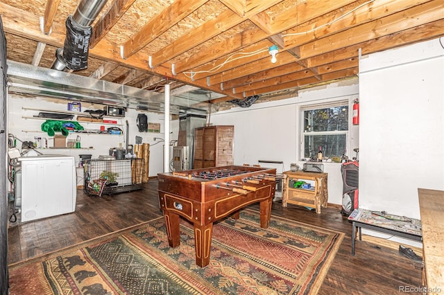 game room featuring dark hardwood / wood-style flooring