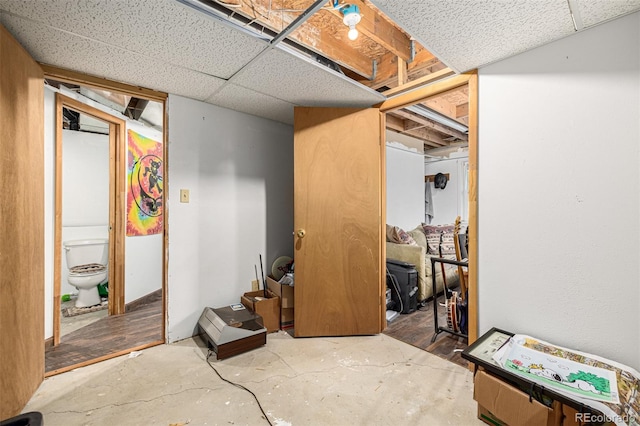 basement with a drop ceiling