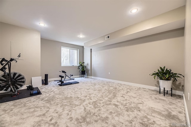 6849 E Lowry Blvd, Denver, CO 80230 - workout room featuring carpet flooring, baseboards, and recessed lighting