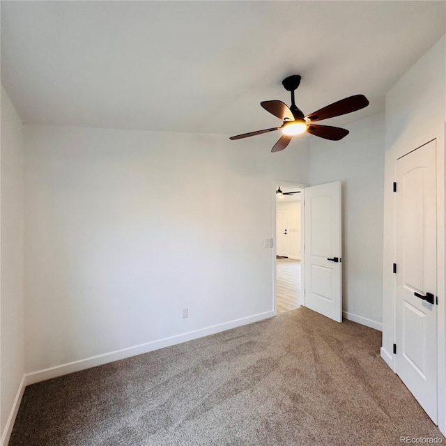 7200 E State Highway 14 Unit 27, Fort Collins, CO 80524 - unfurnished bedroom with carpet floors, baseboards, and ceiling fan