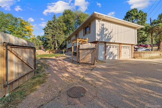 view of home's exterior featuring a garage