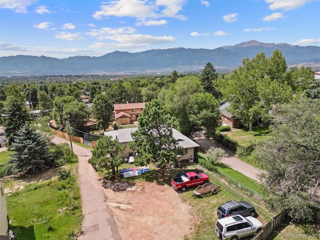 bird's eye view with a mountain view