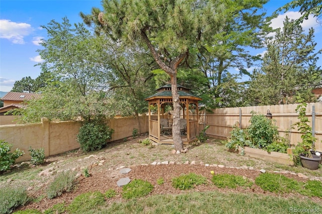 view of yard with a gazebo