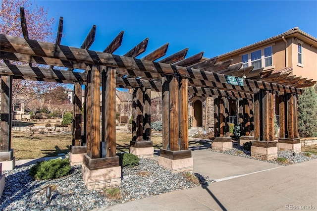 exterior space with a pergola