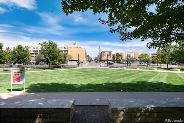 view of home's community featuring a lawn