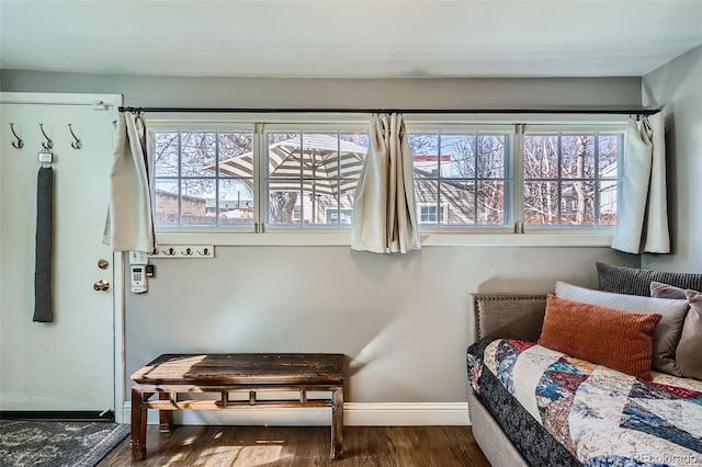 interior space featuring wood finished floors and baseboards