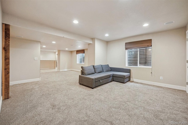 living room featuring carpet