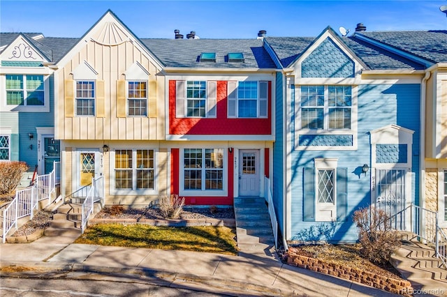 multi unit property featuring board and batten siding