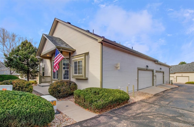 view of home's exterior featuring a garage