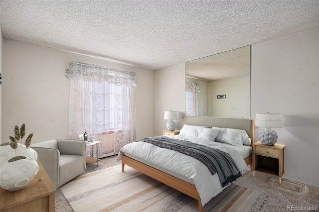 bedroom with a textured ceiling