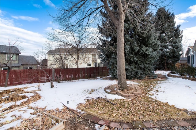 view of yard covered in snow