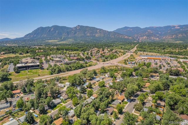 aerial view with a mountain view