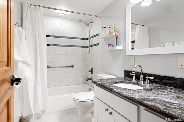 6773 Snowshoe Trl, Evergreen, CO 80439 - full bath with shower / bath combination with curtain, vanity, and marble finish flooring