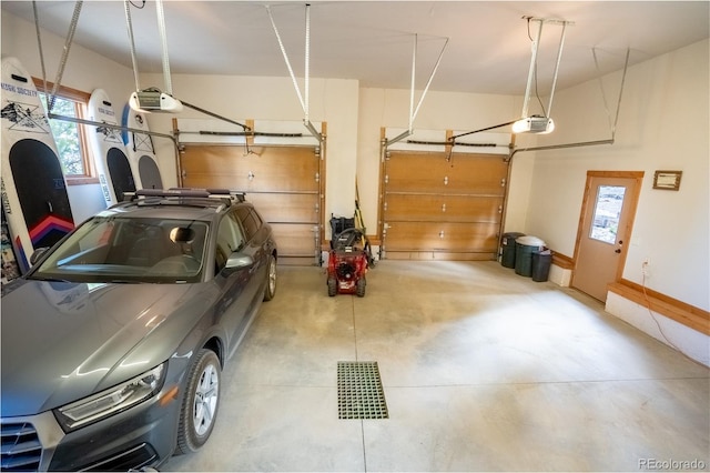 garage with a garage door opener