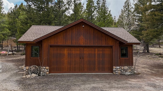 view of detached garage