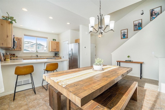 2137 Day Spring Dr, Windsor, CO 80550 - dining area with recessed lighting and a chandelier