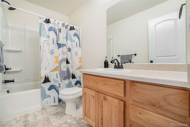 2137 Day Spring Dr, Windsor, CO 80550 - full bath featuring vanity, shower / bath combo with shower curtain, and toilet