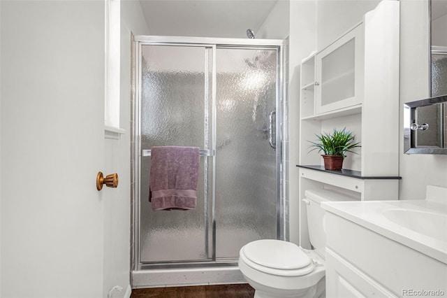 2706 Penacho Cir, Colorado Springs, CO 80917 - full bath with a stall shower, vanity, and toilet