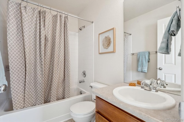 full bathroom featuring vanity, toilet, and shower / bath combo with shower curtain