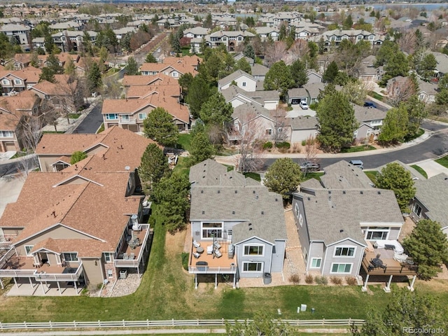 aerial view with a residential view