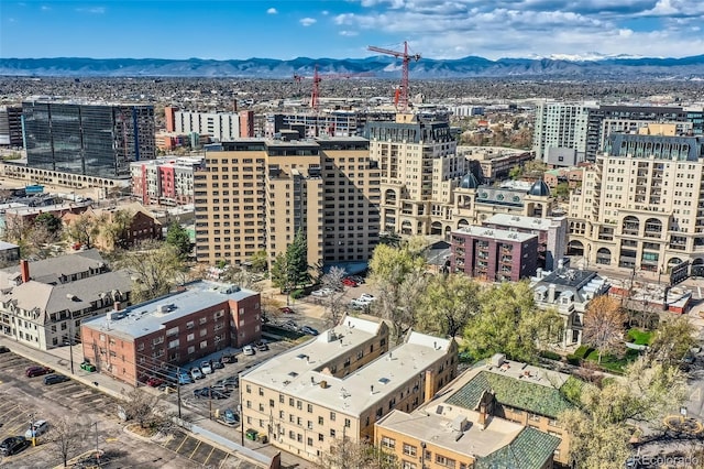 aerial view with a mountain view