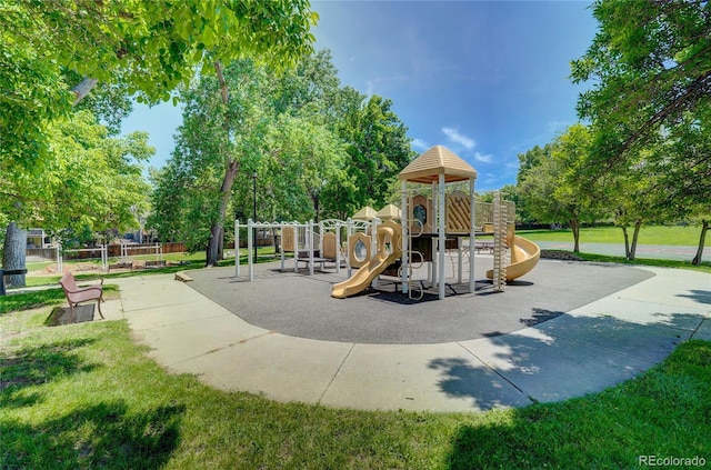 community play area featuring fence