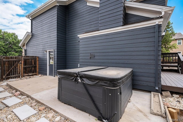 19334 E Prentice Pl, Centennial, CO 80015 - view of patio featuring a hot tub and a wooden deck