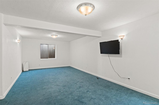 basement with carpet flooring