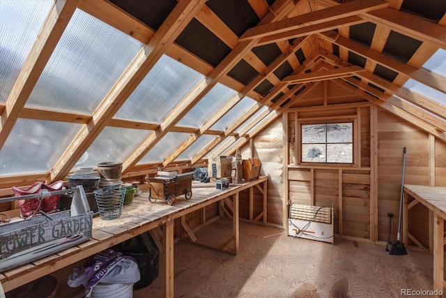 view of unfinished attic