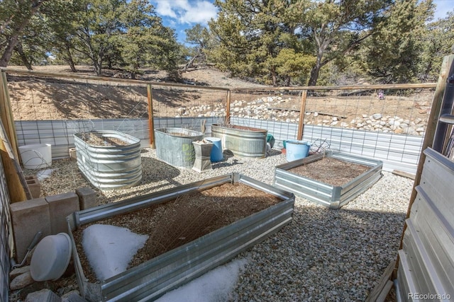 details featuring a vegetable garden and fence