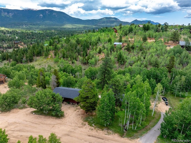 drone / aerial view with a mountain view