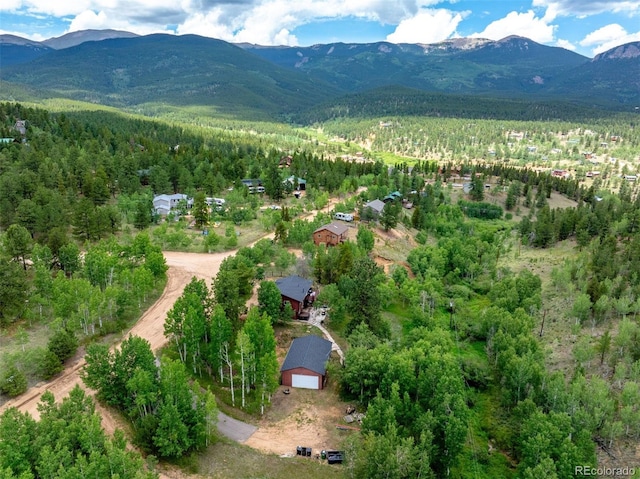 aerial view featuring a mountain view