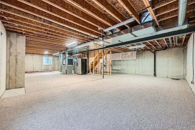 basement with heating unit