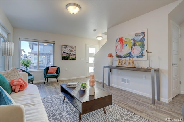 living room with wood-type flooring