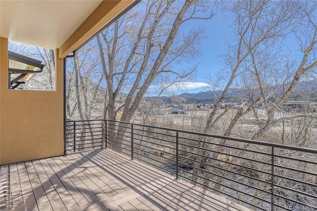 deck with a mountain view