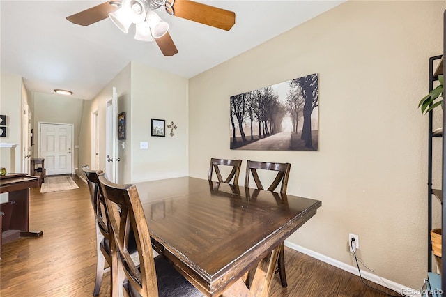 1974 E 102nd Cir, Thornton, CO 80229 - dining area featuring dark wood finished floors and a ceiling fan