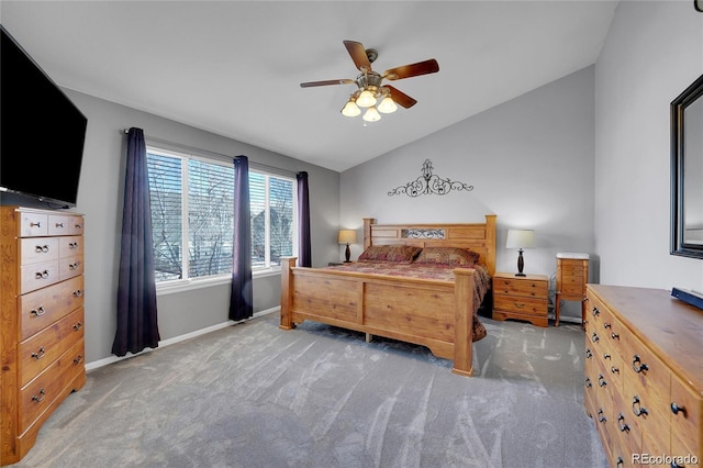 334 Octillo St, Brighton, CO 80601 - carpeted bedroom with lofted ceiling, baseboards, and ceiling fan