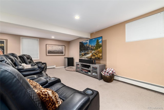 4 Cherry Hills Farm Dr, Cherry Hills Village, CO 80113 - carpeted living area featuring recessed lighting, baseboards, and a baseboard heating unit