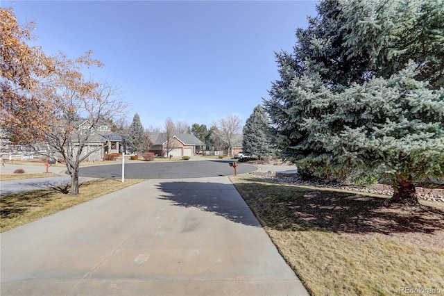 view of road with concrete driveway