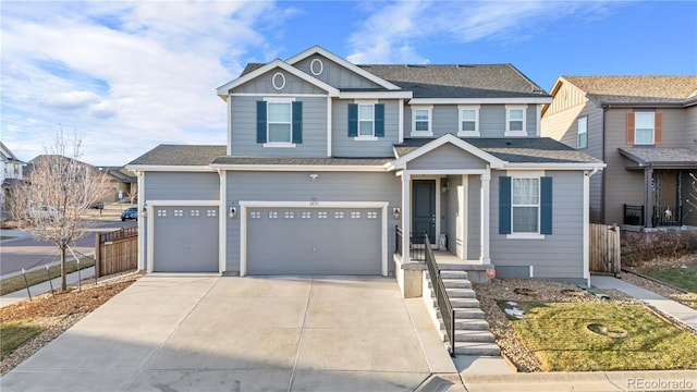 view of front of property with a garage