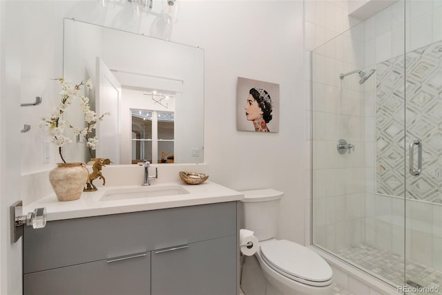 2351 N Emerson St, Denver, CO 80205 - full bath featuring a stall shower, toilet, and vanity