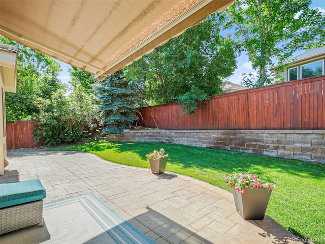 9464 E Aspen Hill Pl, Lone Tree, CO 80124 - fenced backyard with a patio area